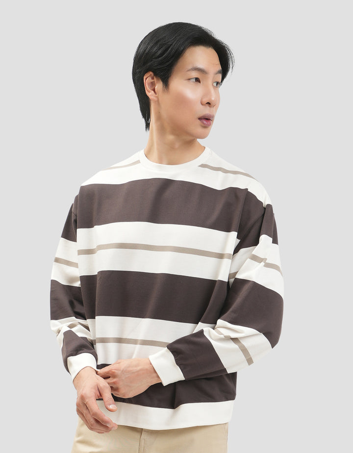 Nevada Boxy Fit Yarn Dyed Variation Stripes Sweater Pria