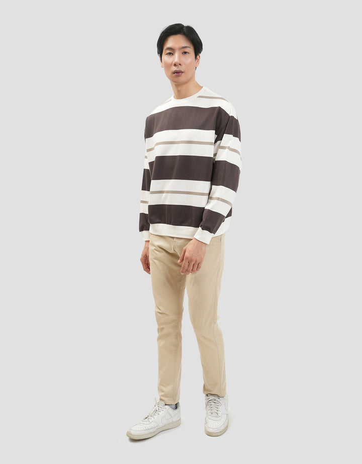 Nevada Boxy Fit Yarn Dyed Variation Stripes Sweater Pria