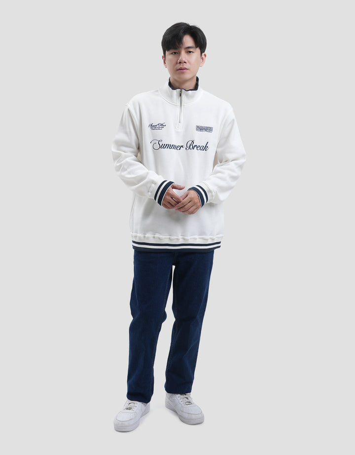Nevada Half Zipper Regular Fit With Wording Embro Sweater Pria