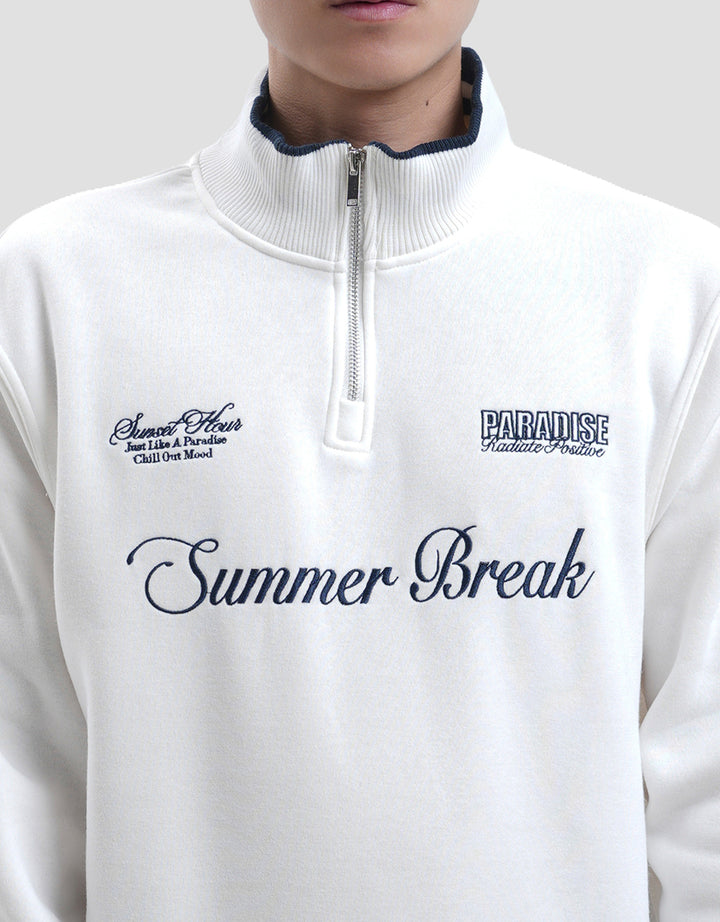 Nevada Half Zipper Regular Fit With Wording Embro Sweater Pria