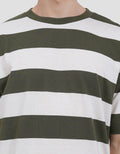 Suko Rugby Stripe Graphic Print Kerah Bulat Lengan Pendek Kaos Oversize Pria