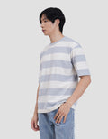 Suko Rugby Stripe Kerah Bulat Lengan Pendek Kaos Oversize Pria