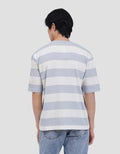 Suko Rugby Stripe Kerah Bulat Lengan Pendek Kaos Oversize Pria