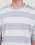 Suko Rugby Stripe Kerah Bulat Lengan Pendek Kaos Oversize Pria