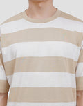Suko Rugby Stripe Kerah Bulat Lengan Pendek Kaos Oversize Pria