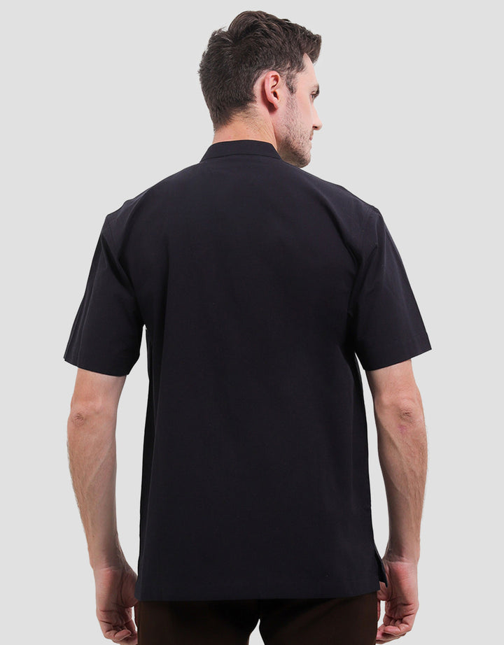 Al Mustika Tarangini Hitam Baju Koko Lengan Pendek Pria