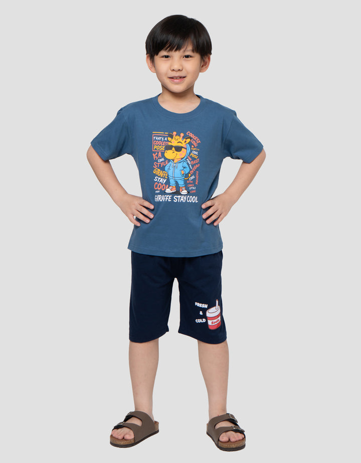 MxM Little M Giraffe Stay Cool Print Kaos Anak Laki-laki