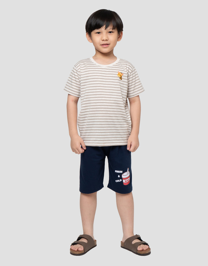 MxM Little M Stripe Giraffe Print Kaos Anak Laki-laki