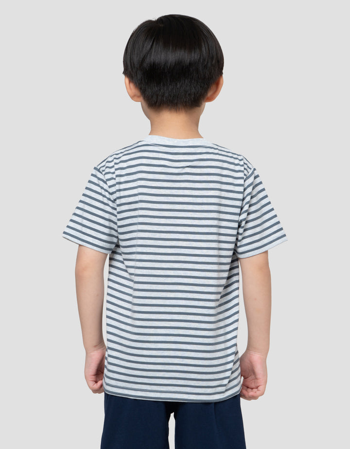 MxM Little M Stripe Dino Print Kaos Anak Laki-laki