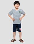 MxM Little M Stripe Dino Print Kaos Anak Laki-laki