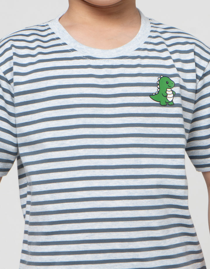 MxM Little M Stripe Dino Print Kaos Anak Laki-laki