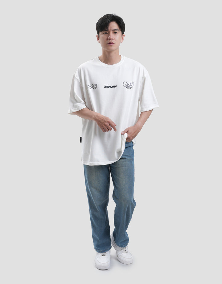 Disney Stitch Varsity Chameleon Technique Backprint Kaos Oversize Pria