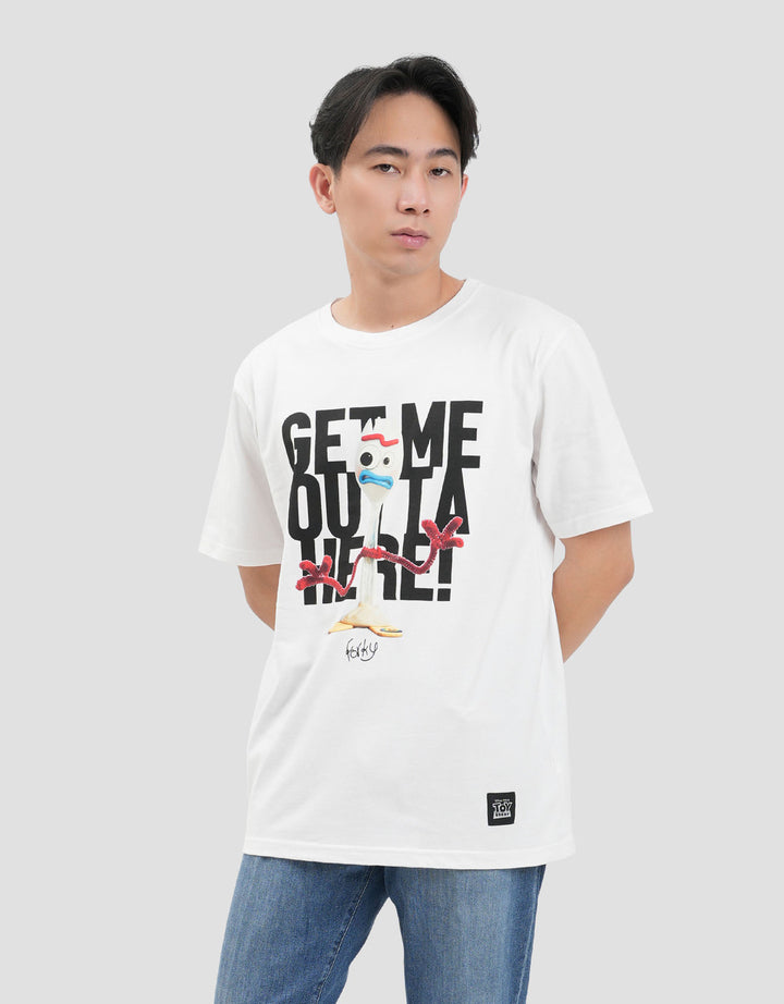 Disney Toy Story Forky Text Behind Print Kaos Pria