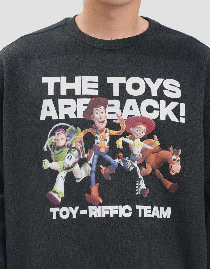 Disney Toy Story Boxy All Characters Text Behind Sweater Pria