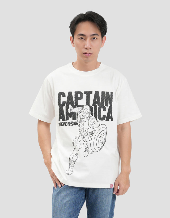 Marvel Captain America Outline Puff Texture Kaos Pria