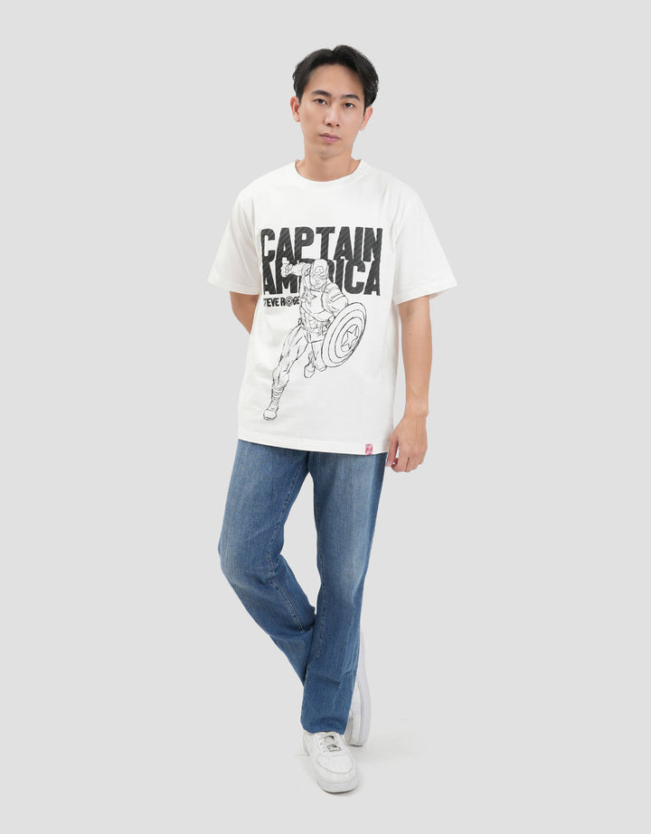 Marvel Captain America Outline Puff Texture Kaos Pria