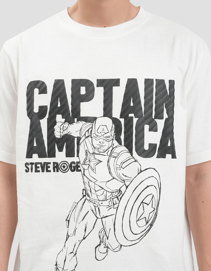 Marvel Captain America Outline Puff Texture Kaos Pria