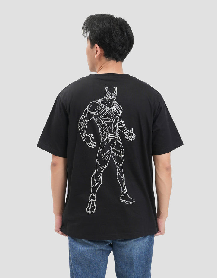 Marvel Black Panther Outline Puff Kaos Pria