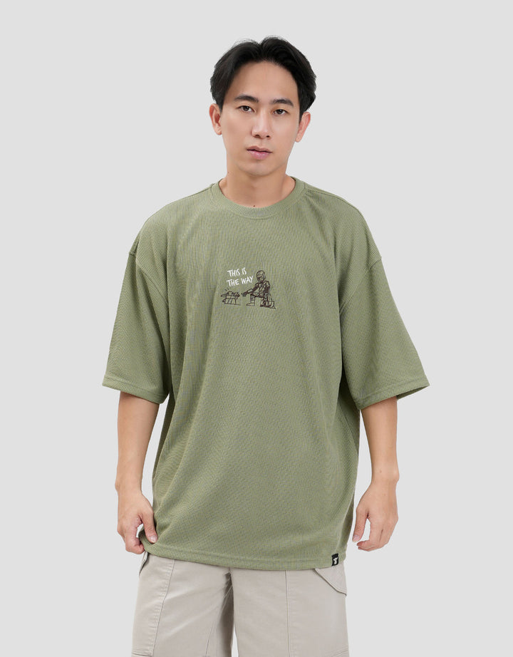 Star Wars Texture Mando And Grogu Print Kaos Oversize Pria