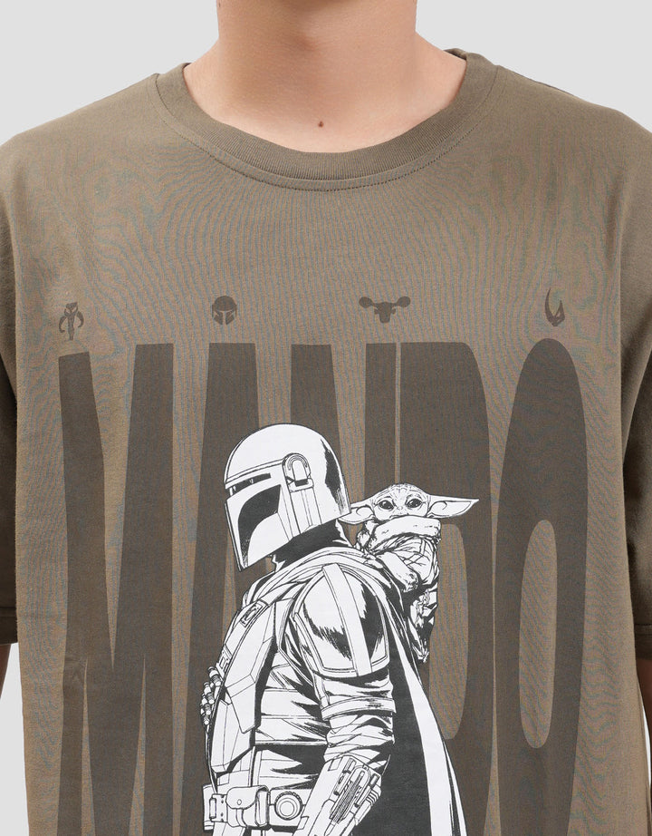 Star Wars Mando And Grogu Print Kaos Pria