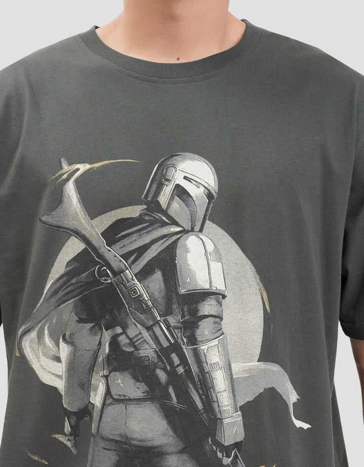 Star Wars Mandalorian Print Kaos Pria