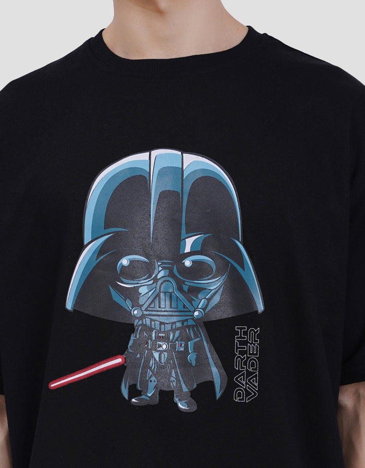 Star Wars Darth Vader Chibi And Text Backprint Kaos Oversize Pria