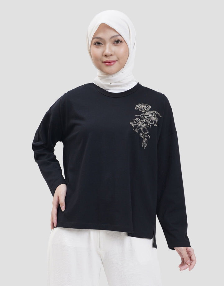 Annisa Flower Embro Kaos Wanita
