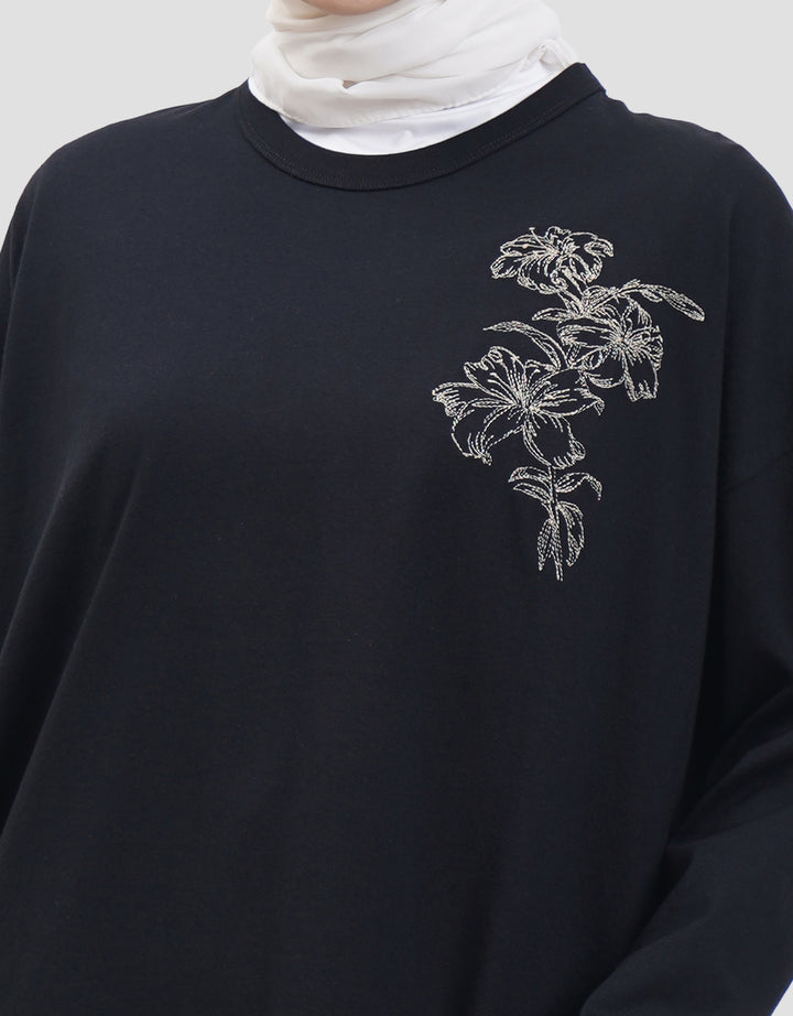 Annisa Flower Embro Kaos Wanita