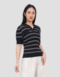 CONNEXION KERAH GARIS TEXTURE CABLE KAOS WANITA
