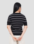 CONNEXION KERAH GARIS TEXTURE CABLE KAOS WANITA