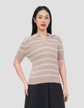 CONNEXION KERAH GARIS TEXTURE CABLE KAOS WANITA