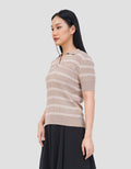 CONNEXION KERAH GARIS TEXTURE CABLE KAOS WANITA