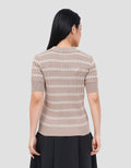 CONNEXION KERAH GARIS TEXTURE CABLE KAOS WANITA