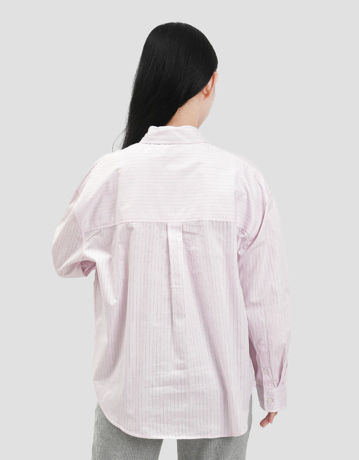 Nevada Stripe Tie Detail Kemeja Oversized Wanita
