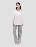 Nevada Stripe Tie Detail Kemeja Oversized Wanita