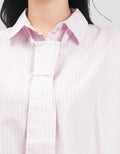 Nevada Stripe Tie Detail Kemeja Oversized Wanita