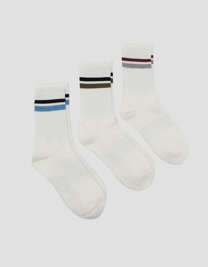 Cole 3Pk Quarter Sport Stripe Color Mix Kaus Kaki Pria