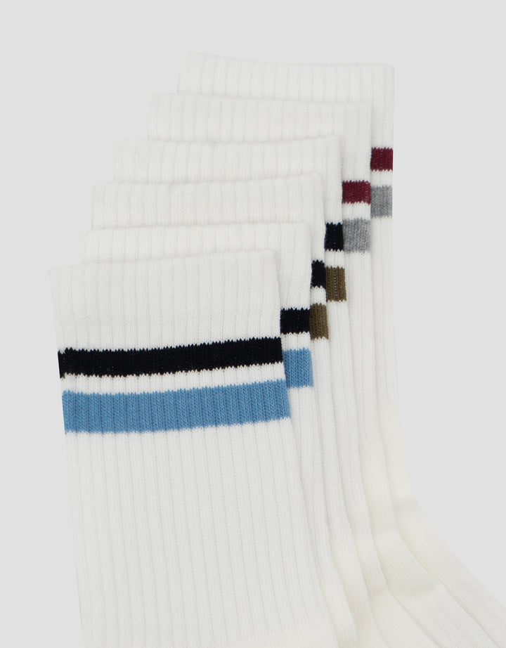 Cole 3Pk Quarter Sport Stripe Color Mix Kaus Kaki Pria