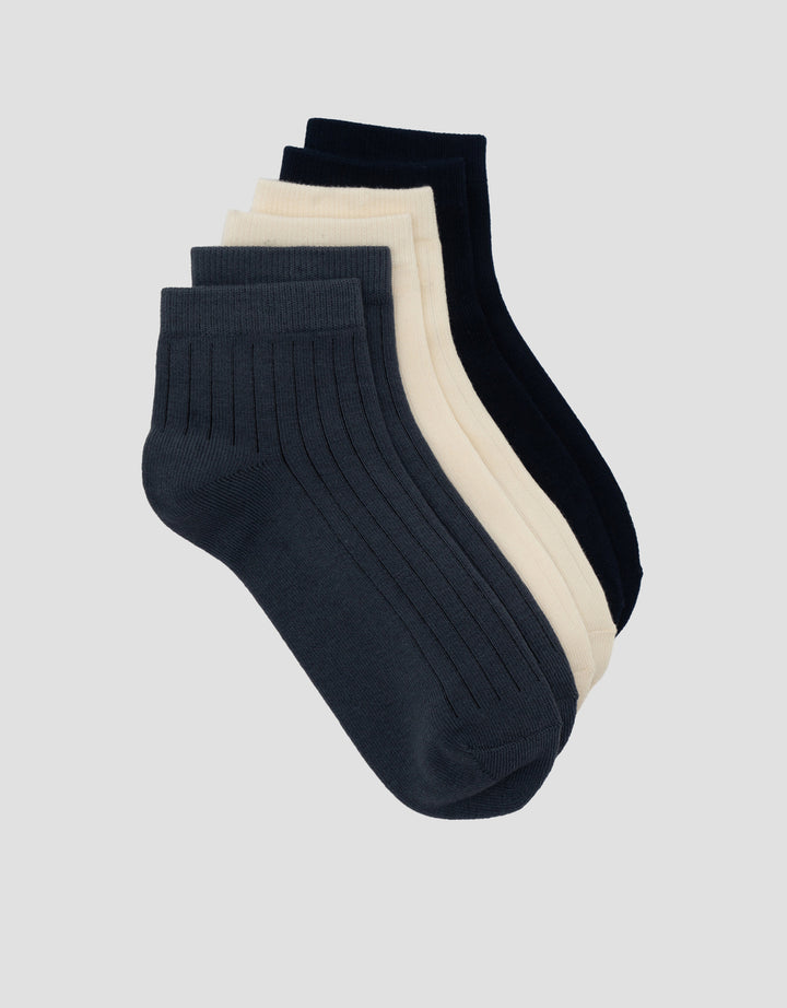 Cole 3Pk Rib Solid Casual Kaus Kaki Pria