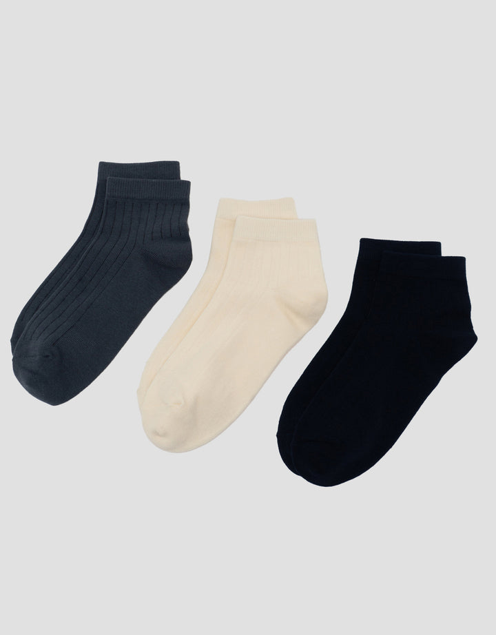 Cole 3Pk Rib Solid Casual Kaus Kaki Pria