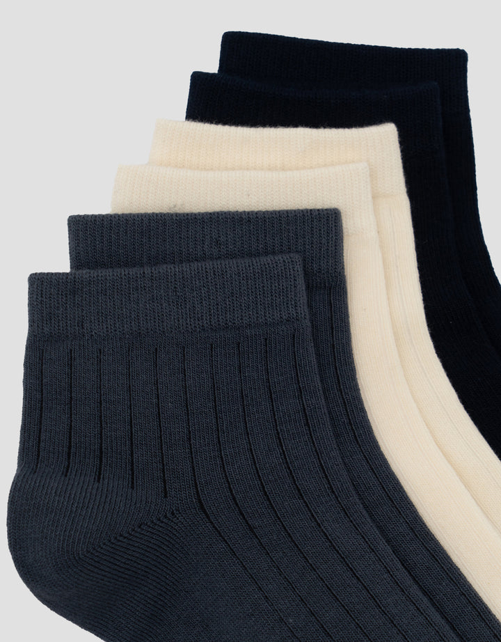 Cole 3Pk Rib Solid Casual Kaus Kaki Pria