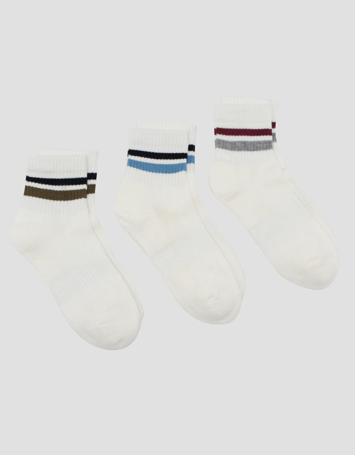 Cole 3Pk Ankle Sport Stripe Kaus Kaki Pria