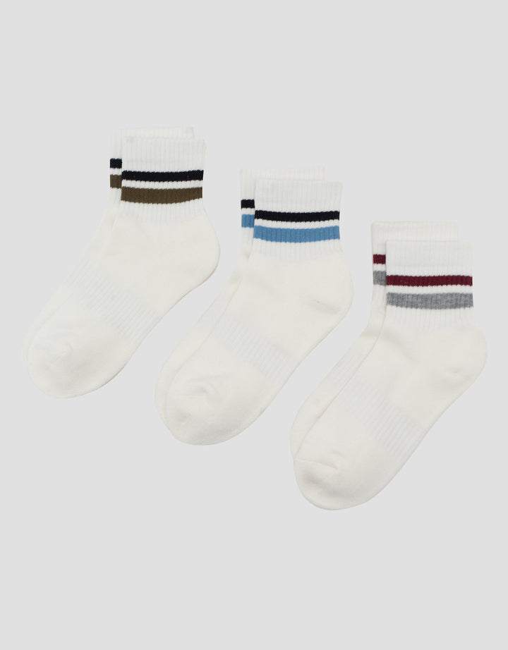Cole 3Pk Ankle Sport Stripe Kaus Kaki Pria