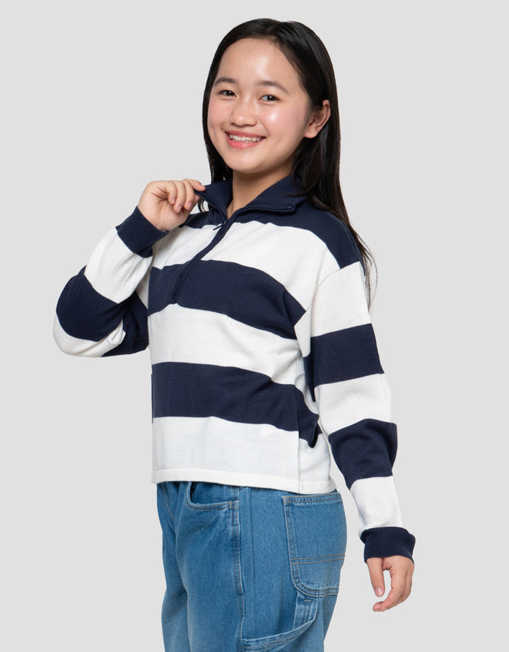 Nevada Big Stripe Collar Sweater Anak Perempuan