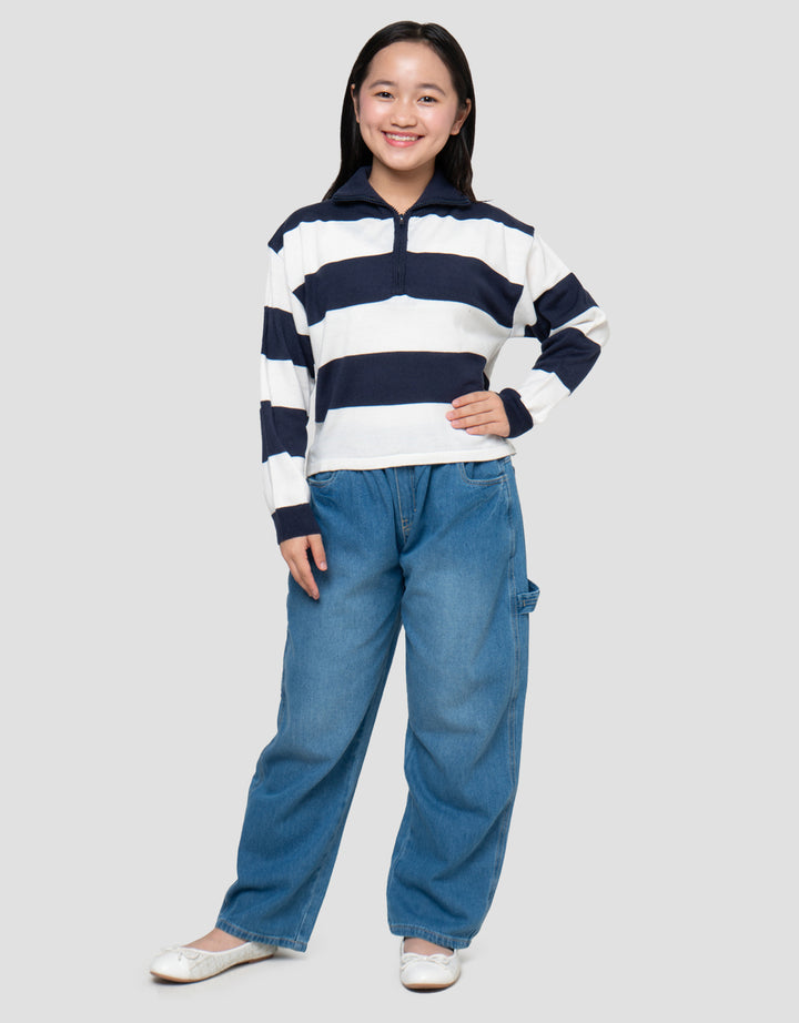 Nevada Big Stripe Collar Sweater Anak Perempuan