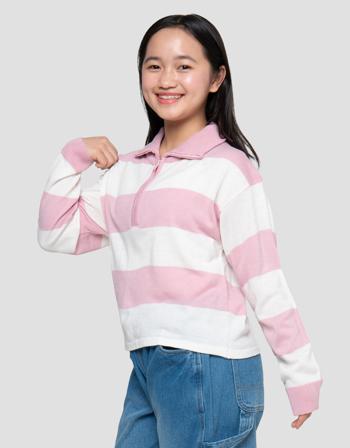 Nevada Big Stripe Collar Sweater Anak Perempuan