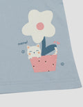 Little M Print Kitty And Flowers Kaos Bayi