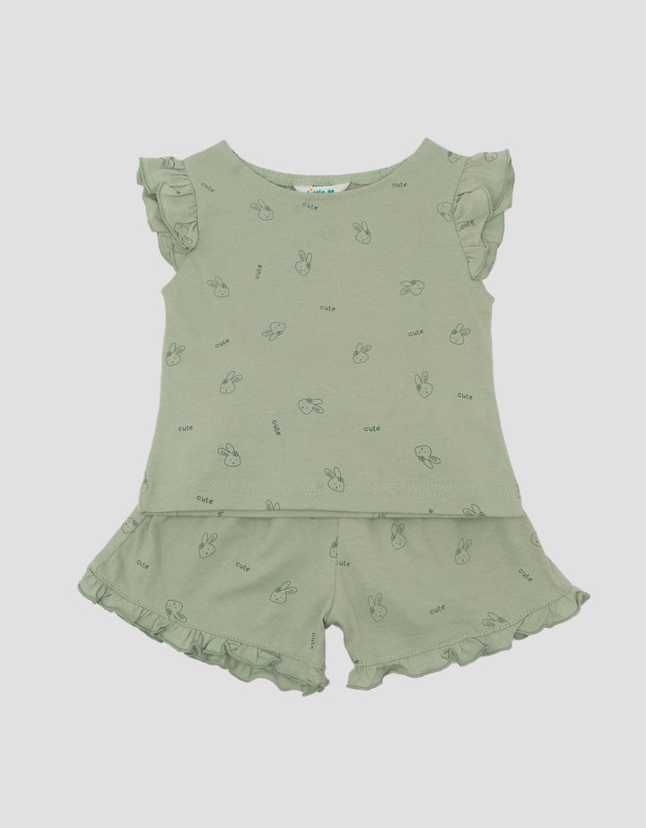 Little M Fullprint Bunny Pakaian Setelan Bayi