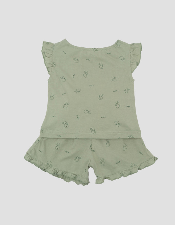 Little M Fullprint Bunny Pakaian Setelan Bayi