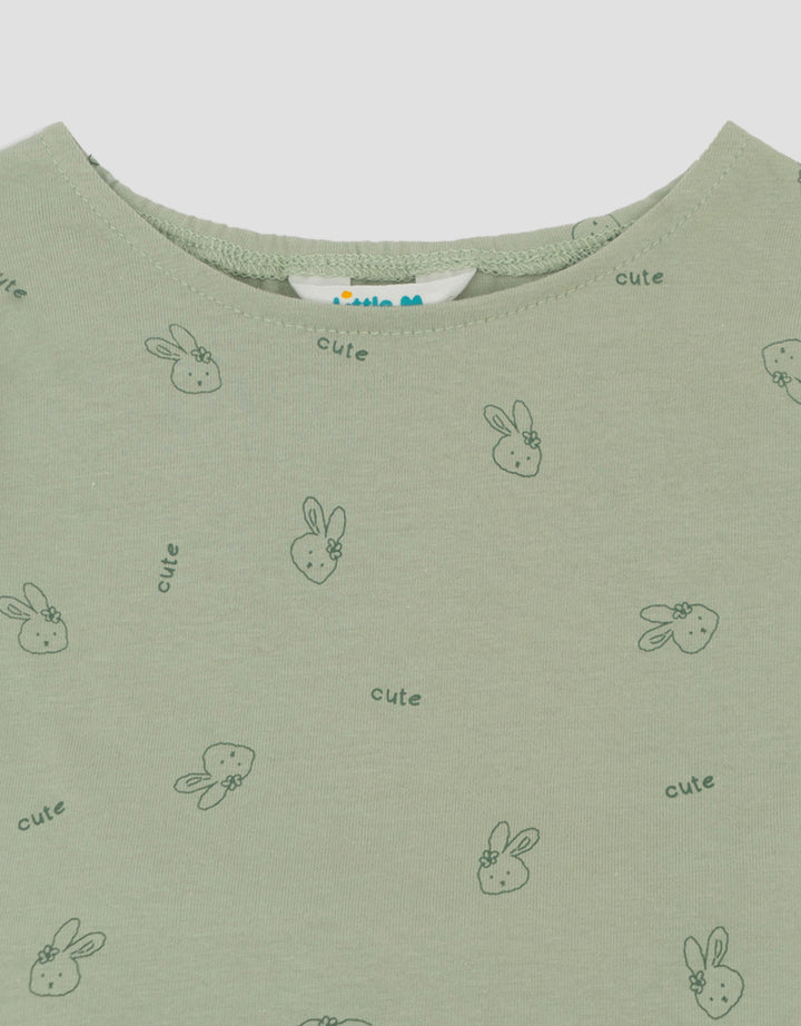 Little M Fullprint Bunny Pakaian Setelan Bayi